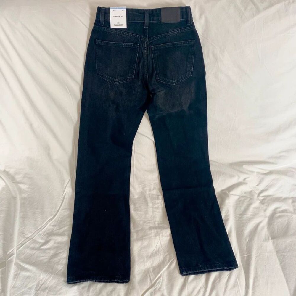NWT black Pull & Bear Mid Waist Straight Leg Jeans Size 0 - Picture 9 of 12